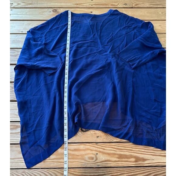NWT Eileen Fisher 100% Silk Sheer Box Top Size XL Women’s Blue Round Neck - Picture 7 of 9